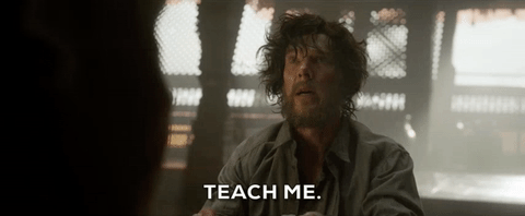 A disheveled man says, “Teach me.”